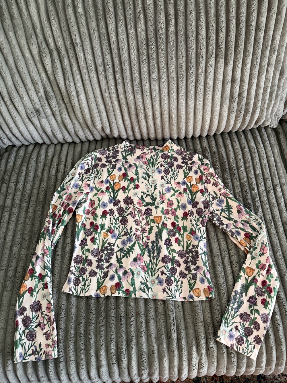 Cider Floral Long-Sleeve Women's Top in Cream and Multicolor - Picture 1 of 3